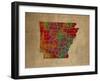 AR Colorful Counties-Red Atlas Designs-Framed Giclee Print