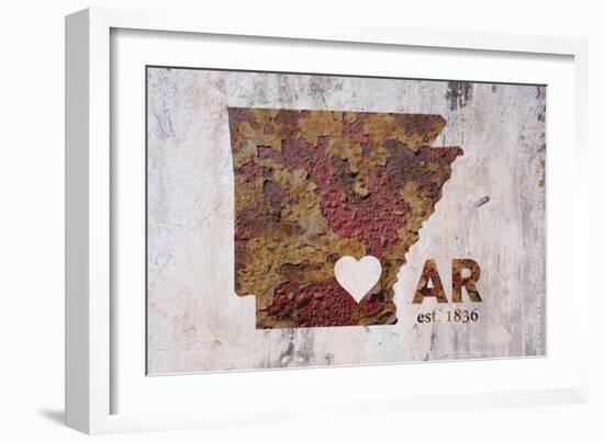 AR Rusty Cementwall Heart-Red Atlas Designs-Framed Giclee Print
