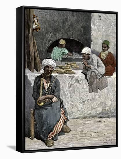 Arab Bakers at their Bread Oven in Cairo, Egypt, 1880s-null-Framed Stretched Canvas