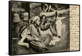 Arab Boy with Donkey, Egypt-null-Framed Stretched Canvas