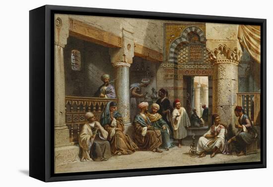 Arab Figures in a Coffee House, 1870-Carl Friedrich Heinrich Werner-Framed Stretched Canvas