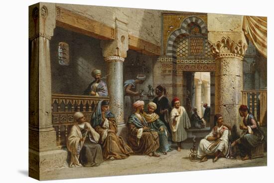 Arab Figures in a Coffee House, 1870-Carl Friedrich Heinrich Werner-Stretched Canvas