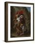 Arab Horseman Attacked by a Lion, 1849-50-Eugene Delacroix-Framed Giclee Print