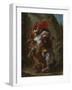 Arab Horseman Attacked by a Lion, 1849-50-Eugene Delacroix-Framed Giclee Print