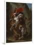 Arab Horseman Attacked by a Lion, 1849-50-Eugene Delacroix-Framed Giclee Print