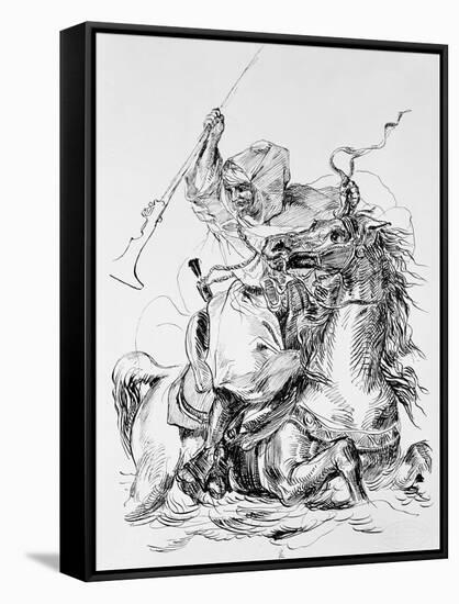 Arab Horseman-Eugene Delacroix-Framed Stretched Canvas