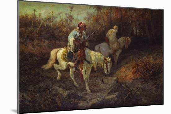 Arab Horsemen at the Edge of a Wood-Adolf Schreyer-Mounted Giclee Print