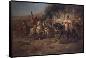 Arab Horsemen by a Fountain-Jean-Baptiste-Camille Corot-Framed Stretched Canvas