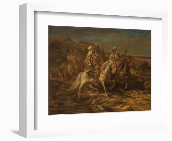 Arab Horsemen (Oil on Canvas)-Adolf Schreyer-Framed Giclee Print