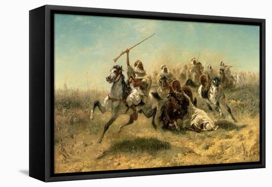 Arab Horsemen on the Attack, 1869-Adolf Schreyer-Framed Stretched Canvas