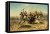 Arab Horsemen on the Attack, 1869-Adolf Schreyer-Framed Stretched Canvas