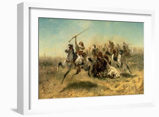 Arab Horsemen on the Attack, 1869-Adolf Schreyer-Framed Giclee Print