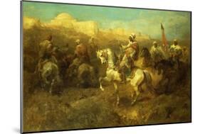 Arab Horsemen on the March-Adolf Schreyer-Mounted Giclee Print