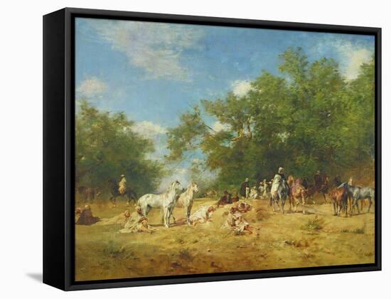 Arab Horsemen Resting in the Forest, 1868-Eugene Fromentin-Framed Stretched Canvas