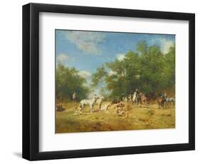 Arab Horsemen Resting in the Forest, 1868-Eugene Fromentin-Framed Giclee Print