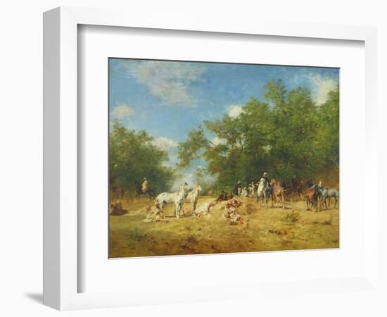 Arab Horsemen Resting in the Forest, 1868-Eugene Fromentin-Framed Giclee Print