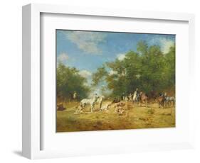 Arab Horsemen Resting in the Forest, 1868-Eugene Fromentin-Framed Giclee Print