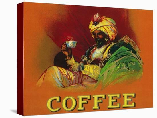 Arab Man Coffee Label-Lantern Press-Stretched Canvas