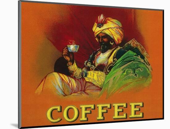 Arab Man Coffee Label-Lantern Press-Mounted Art Print