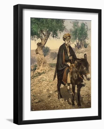 Arab Man from Bethlehem on His Donkey, C.1880-1900-null-Framed Photographic Print