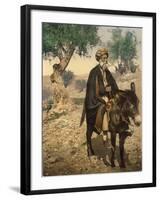 Arab Man from Bethlehem on His Donkey, C.1880-1900-null-Framed Photographic Print