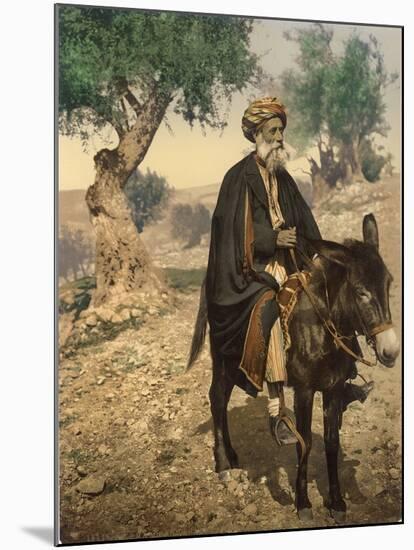 Arab Man from Bethlehem on His Donkey, C.1880-1900-null-Mounted Photographic Print