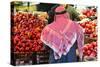 Arab Man Waerinf Keffiyeh Buying Apples in Market, Amman, Jordan-Peter Adams-Stretched Canvas