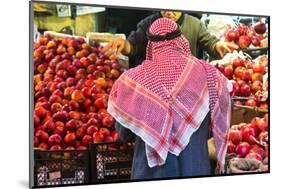 Arab Man Waerinf Keffiyeh Buying Apples in Market, Amman, Jordan-Peter Adams-Mounted Photographic Print