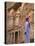 Arab Man Watching Facade of Treasury (Al Khazneh), Petra, Jordan-Keren Su-Stretched Canvas