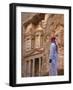 Arab Man Watching Facade of Treasury (Al Khazneh), Petra, Jordan-Keren Su-Framed Photographic Print