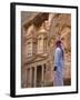 Arab Man Watching Facade of Treasury (Al Khazneh), Petra, Jordan-Keren Su-Framed Photographic Print