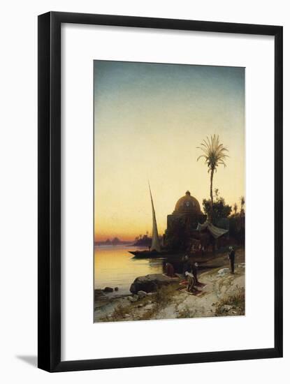 Arab Men Praying by the Nile at Sunset-Leon Bakst-Framed Giclee Print