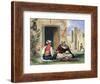 Arab Men Smoking in Front of a House-Eugene Delacroix-Framed Giclee Print