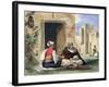 Arab Men Smoking in Front of a House-Eugene Delacroix-Framed Giclee Print