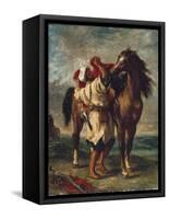 Arab Saddling His Horse-Eugene Delacroix-Framed Stretched Canvas