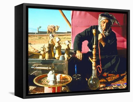 Arab Shepherd Smoking His Hookah as He Relaxes in a Roadside Tea Tent-Carlo Bavagnoli-Framed Stretched Canvas