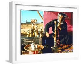 Arab Shepherd Smoking His Hookah as He Relaxes in a Roadside Tea Tent-Carlo Bavagnoli-Framed Photographic Print