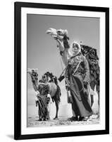 Arab Soldiers Standing Guard with Their Camels-John Phillips-Framed Photographic Print