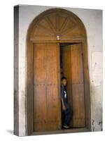 Arab Style Lamu Door, Old Town, Mombasa, Kenya, East Africa, Africa-Storm Stanley-Stretched Canvas