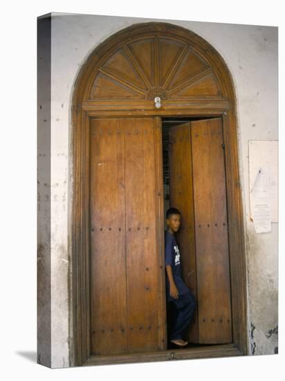 Arab Style Lamu Door, Old Town, Mombasa, Kenya, East Africa, Africa-Storm Stanley-Stretched Canvas