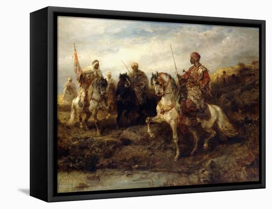 Arab Warriors on Horseback-Adolf Schreyer-Framed Stretched Canvas