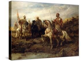 Arab Warriors on Horseback-Adolf Schreyer-Stretched Canvas