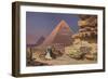 Arab with Camel at Pyramids, Giza, Egypt-null-Framed Art Print