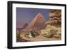 Arab with Camel at Pyramids, Giza, Egypt-null-Framed Art Print