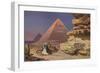 Arab with Camel at Pyramids, Giza, Egypt-null-Framed Art Print