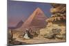 Arab with Camel at Pyramids, Giza, Egypt-null-Mounted Art Print