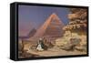 Arab with Camel at Pyramids, Giza, Egypt-null-Framed Stretched Canvas