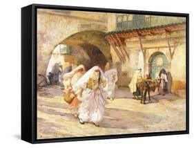 Arab Women in a Street-Frederick Arthur Bridgman-Framed Stretched Canvas