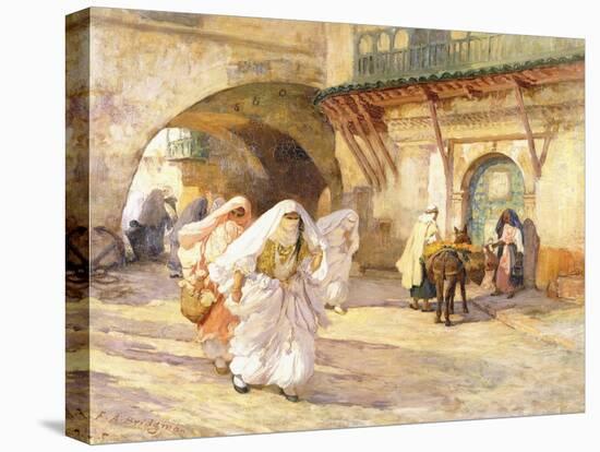 Arab Women in a Street-Frederick Arthur Bridgman-Stretched Canvas