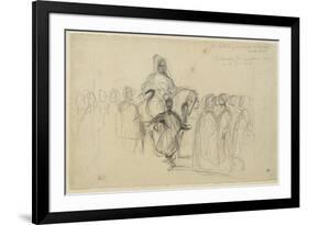 Arabe sur son cheval, entouré personnages; étude pour "Le Sultan de Maroc" (1845, Toulouse)-Eugene Delacroix-Framed Giclee Print